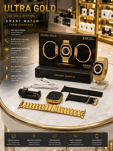 ساعت هوشمند مدل Ultra gold 24K